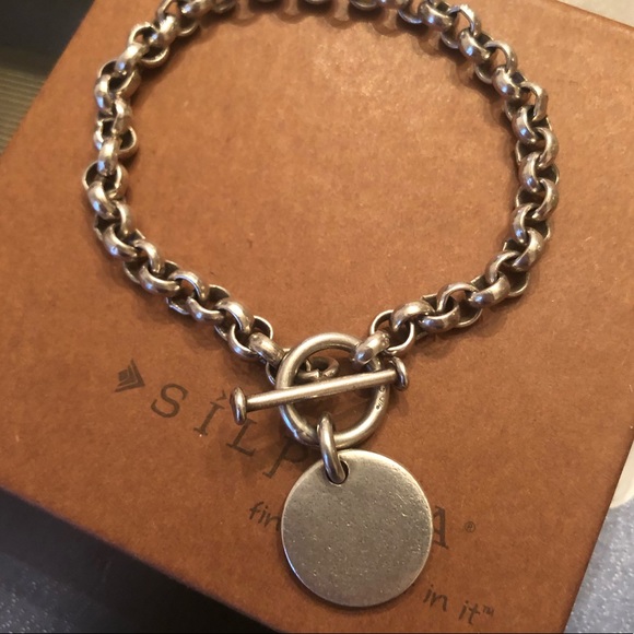 Silpada Sterling Silver Rolo Link Disc Charm Bracelet B0481 - Picture 8 of 9